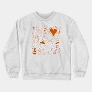 witchy ink pattern for halloween - orange Crewneck Sweatshirt